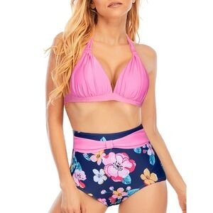 BOGO High Waisted Bikini Set Vintage Floral Two Piece Swimsuits